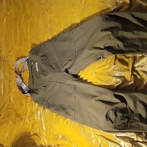 Burton Avalon Bib women's olive green snowboarding pants. Size medium.